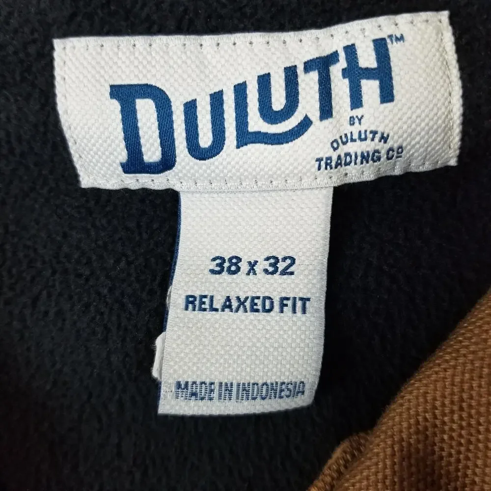 Duluth Fire Hose Pants Mens 38x32 Brown Fleece Lined Relaxed Cargo Work 34513